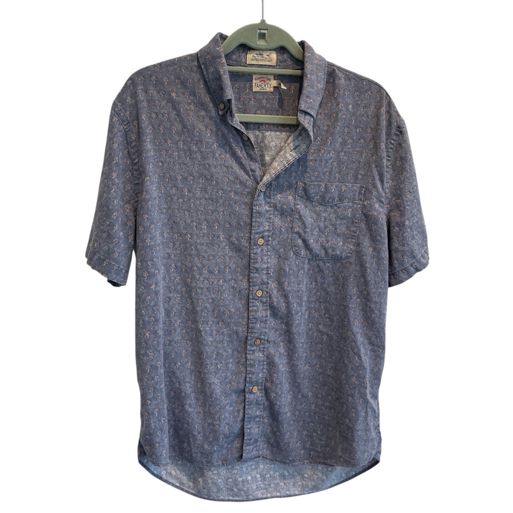 Faherty Men's Blue Patterned Button Down Shirt Me… - image 1